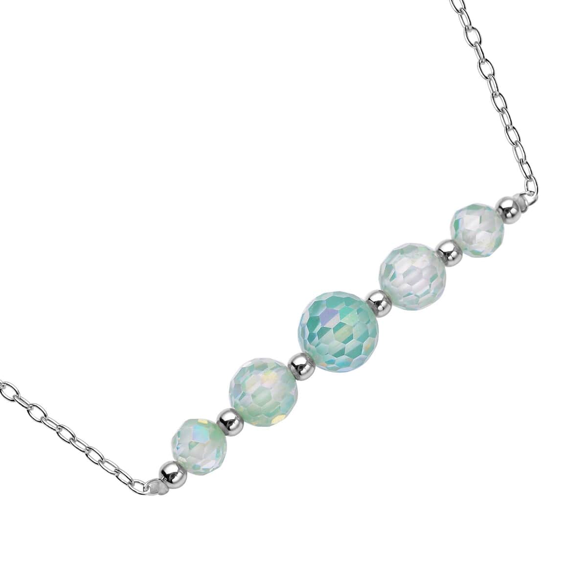 Green Moissanite Beaded Necklace 20-22 Inches in Rhodium Over Sterling Silver 7.40 ctw image number 2
