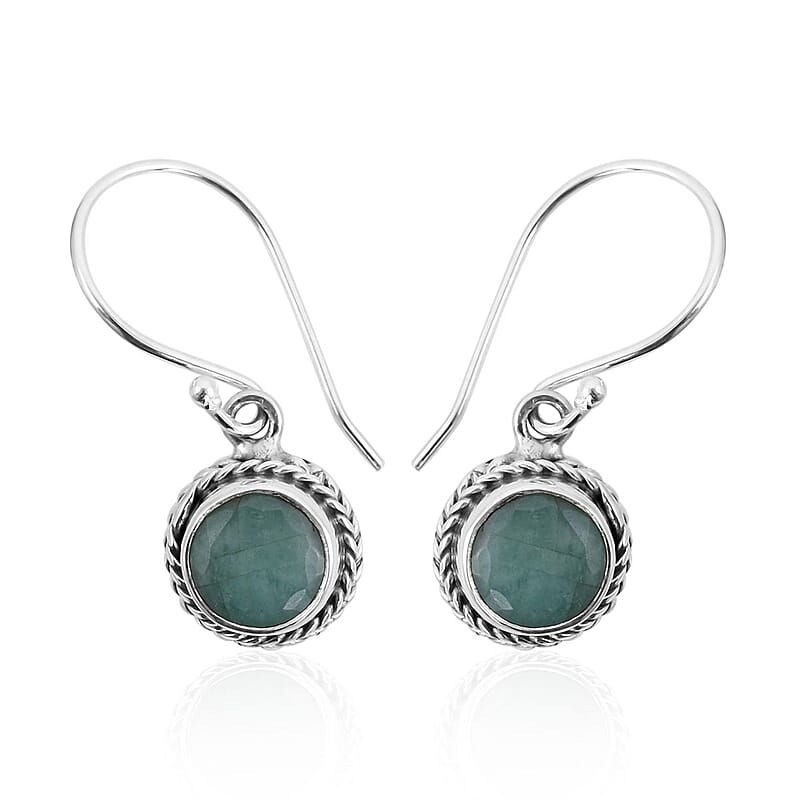 Bali Legacy Socoto Emerald Fish Hook Earrings in Sterling Silver 1.50 ctw