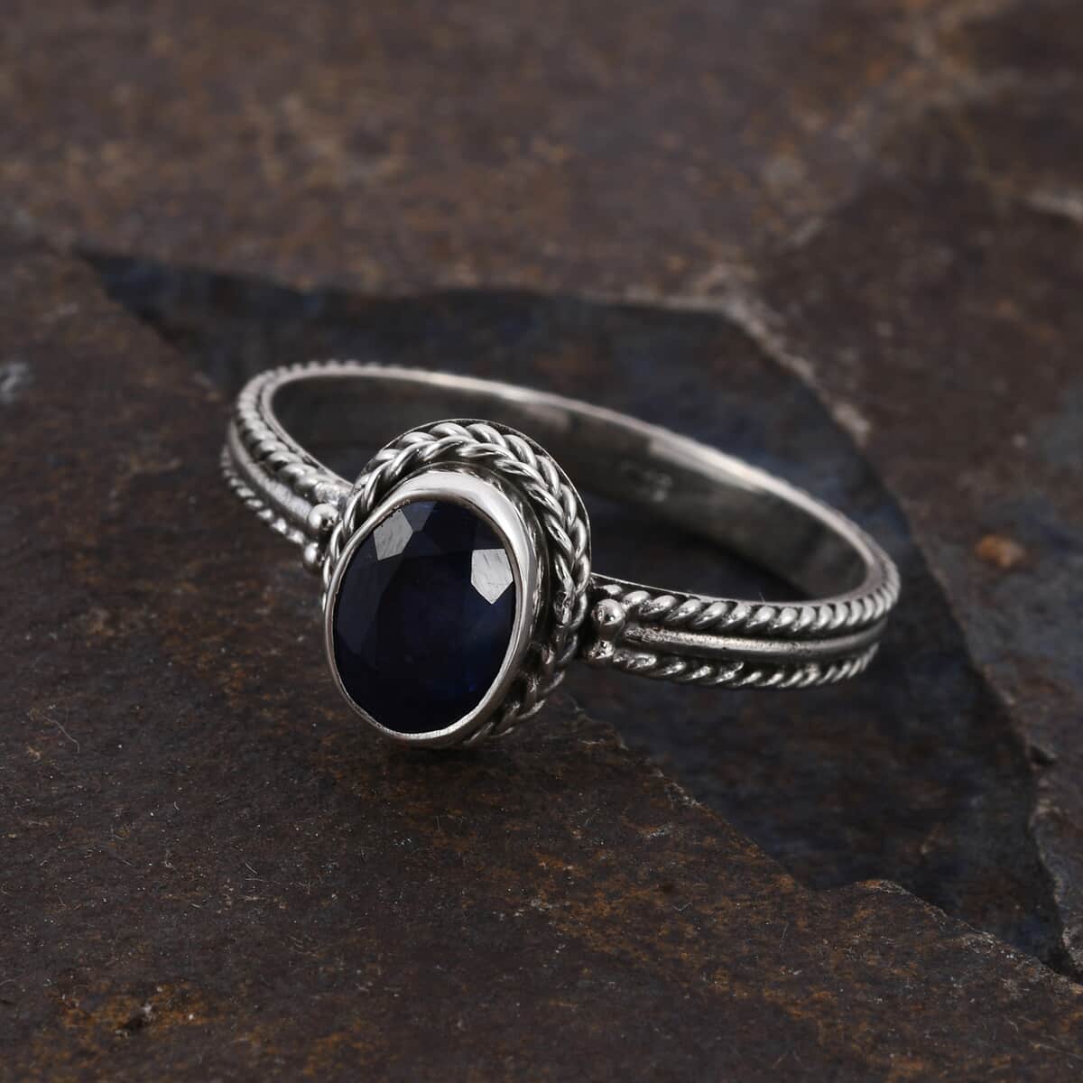 BALI LEGACY Madagascar Blue Sapphire Solitaire Ring in Sterling Silver 1.50 ctw image number 1