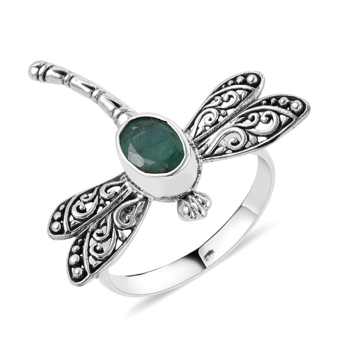 BALI LEGACY Socoto Emerald Dragonfly Ring in Sterling Silver 1.40 ctw image number 0