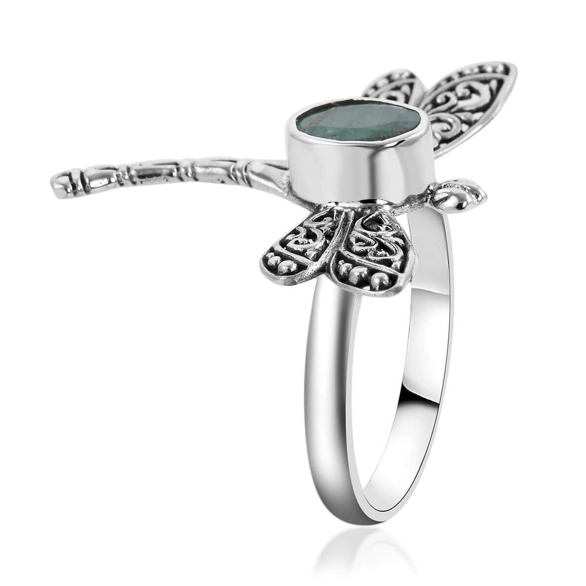 BALI LEGACY Socoto Emerald Dragonfly Ring in Sterling Silver 1.40 ctw image number 3