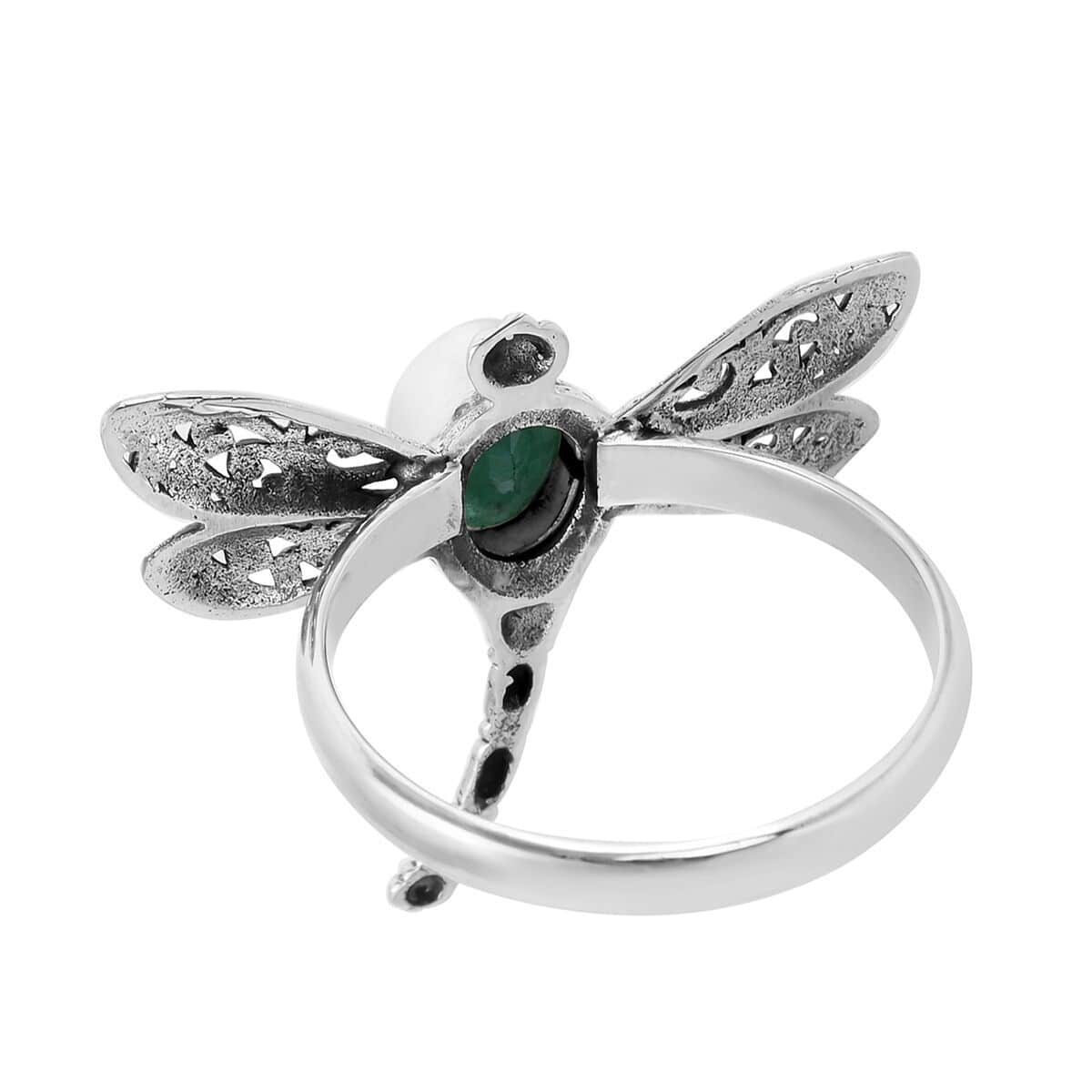 BALI LEGACY Socoto Emerald Dragonfly Ring in Sterling Silver 1.40 ctw image number 4