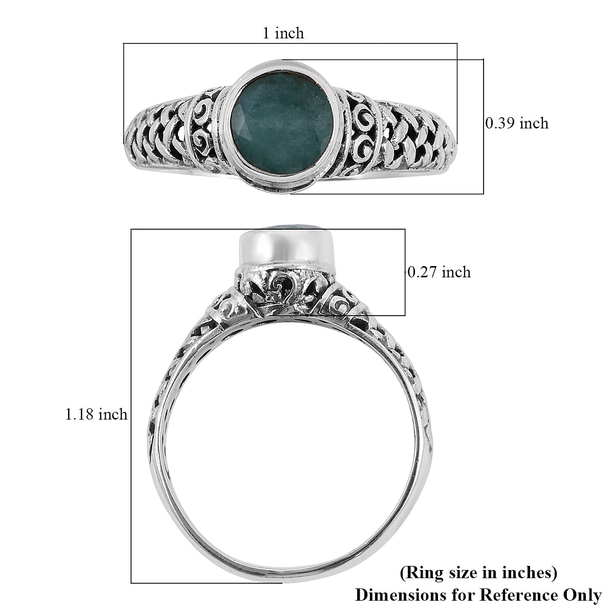 Bali Legacy Socoto Emerald Weave Theme Ring in Sterling Silver (Size 10.0) 1.55 ctw