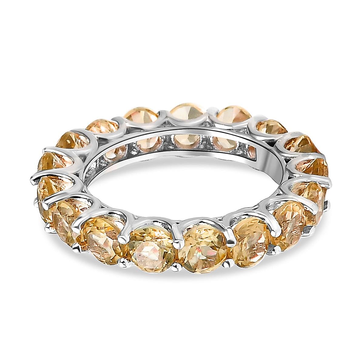 Brazilian Citrine 4.00 ctw Band Ring in Platinum Over Sterling Silver (Size 10.0)