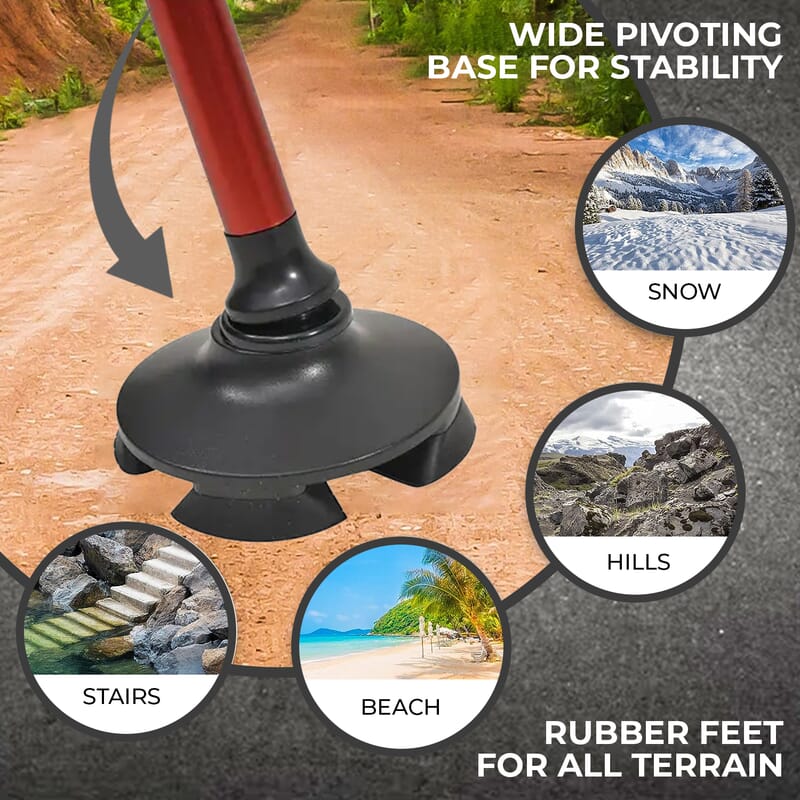 Red Foldable Smart Walking Cane with LED Light and SOS Alarm (2xAAA Not Included)
