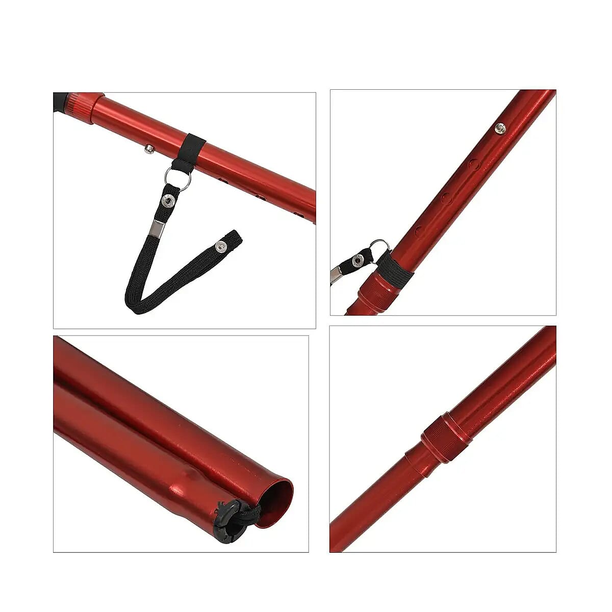 Red Foldable Smart Walking Cane with LED Light and SOS Alarm (2xAAA Not Included)