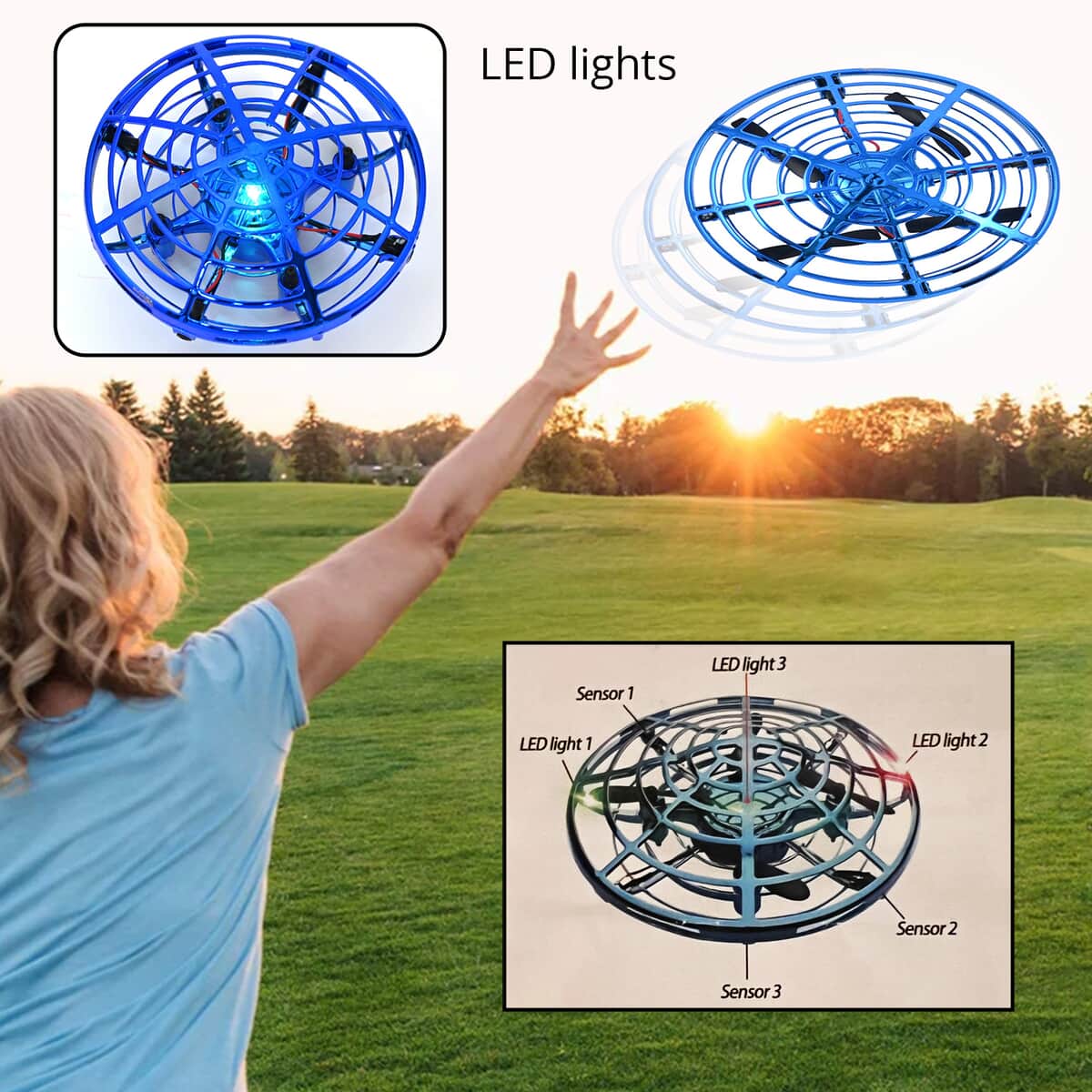 Flying UFO with LED Lights - Blue (300mAh Rechargeable Battery) image number 1