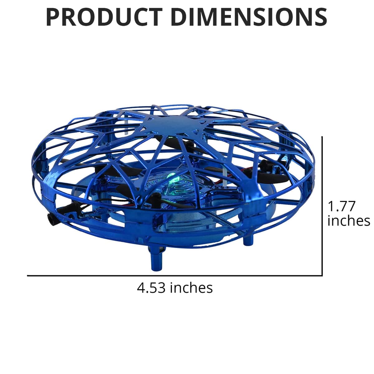"Name: UFO Flying Ball -blue  material:ABS material size:4.53*4.53*1.77inches weight:85g battery: 300mah " image number 4