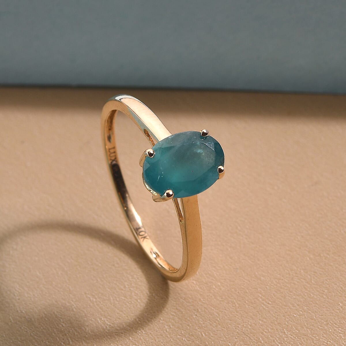 Luxoro 10K Yellow Gold AAA Grandidierite Solitaire Ring (Size 7.0) 1.25 ctw image number 1