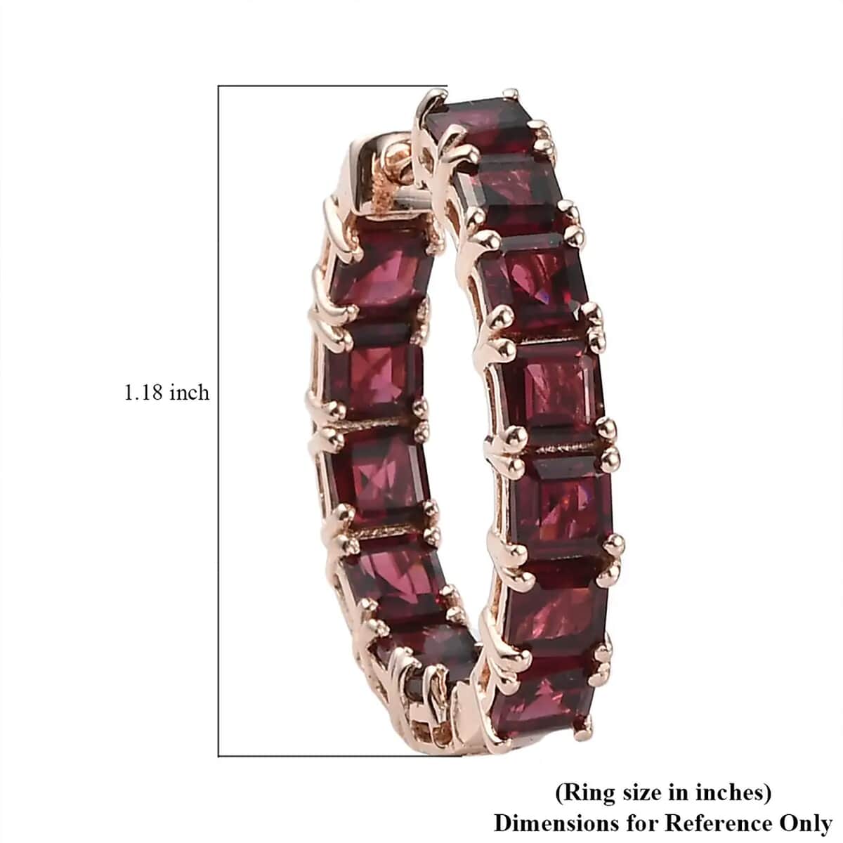 Asscher Cut Orissa Rhodolite Garnet Inside Out Hoop Earrings in Vermeil Rose Gold Over Sterling Silver 11.10 ctw image number 6