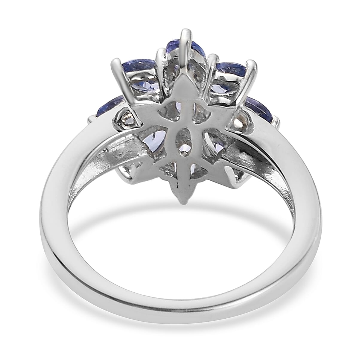 Tanzanite Floral Ring in Platinum Over Sterling Silver (Size 5.0) 2.30 ctw