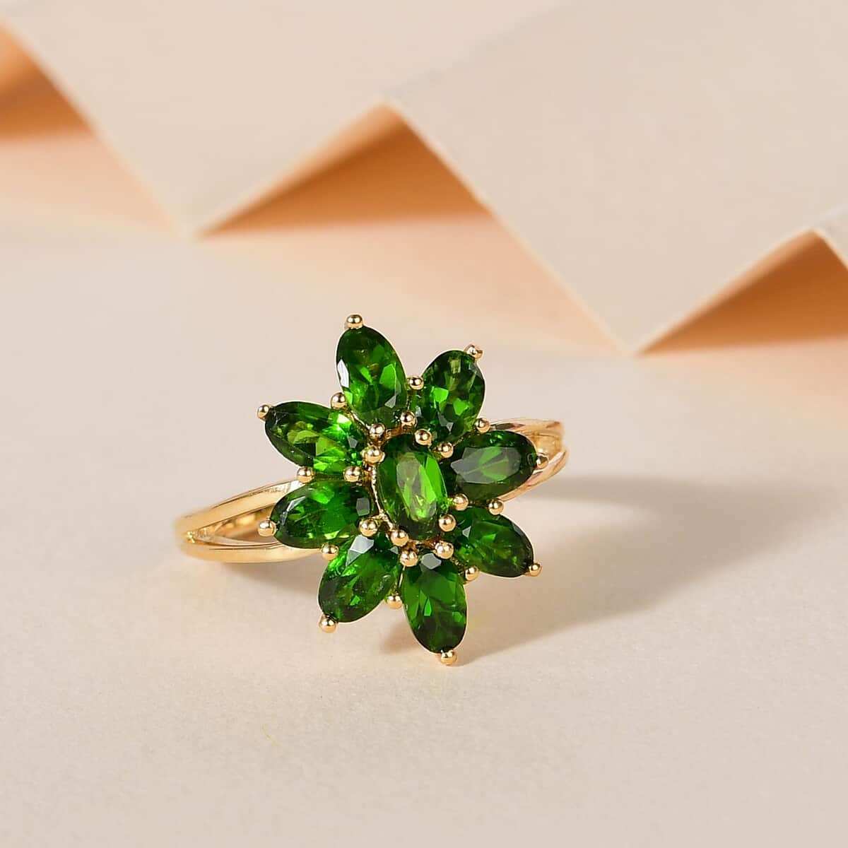 Chrome Diopside Floral Ring in Vermeil Yellow Gold Over Sterling Silver (Size 10.0) 2.35 ctw image number 1