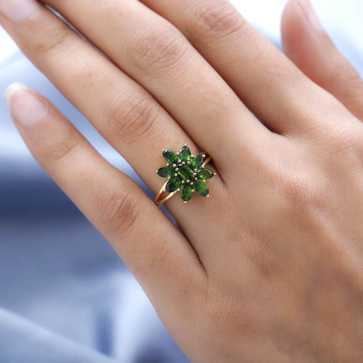 Chrome Diopside Floral Ring in Vermeil Yellow Gold Over Sterling Silver (Size 10.0) 2.35 ctw image number 2