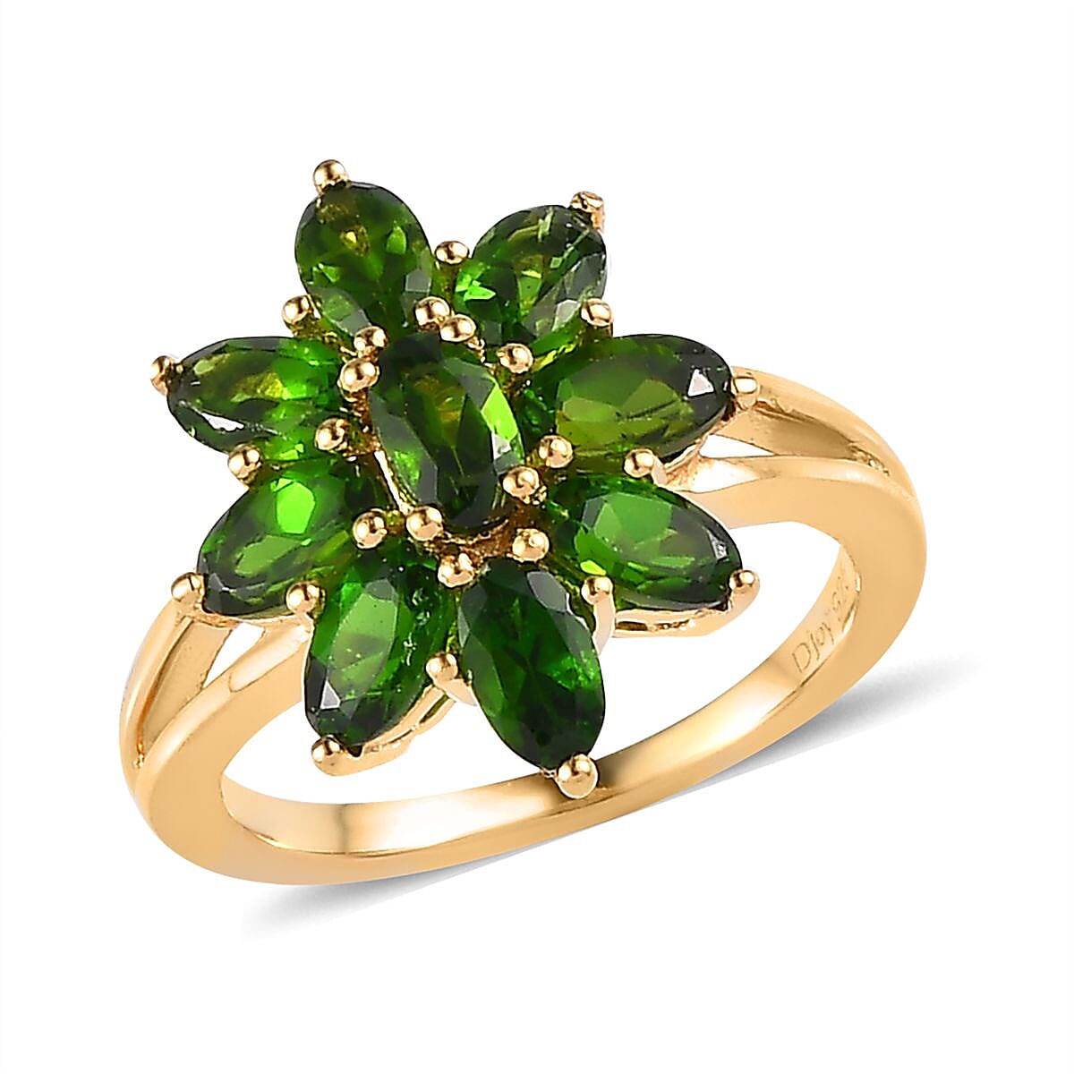 D'Joy Chrome Diopside Floral Ring in Vermeil Yellow Gold Over Sterling Silver (Size 5.0) 2.35 ctw