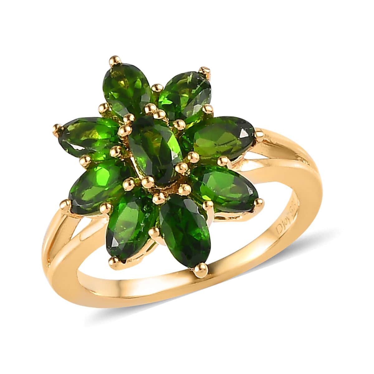 Chrome Diopside Floral Ring in Vermeil Yellow Gold Over Sterling Silver (Size 5.0) 2.35 ctw image number 0