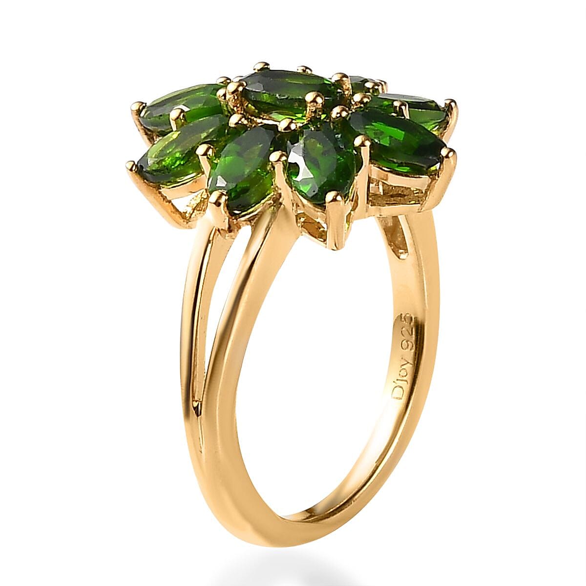 D'Joy Chrome Diopside Floral Ring in Vermeil Yellow Gold Over Sterling Silver (Size 5.0) 2.35 ctw
