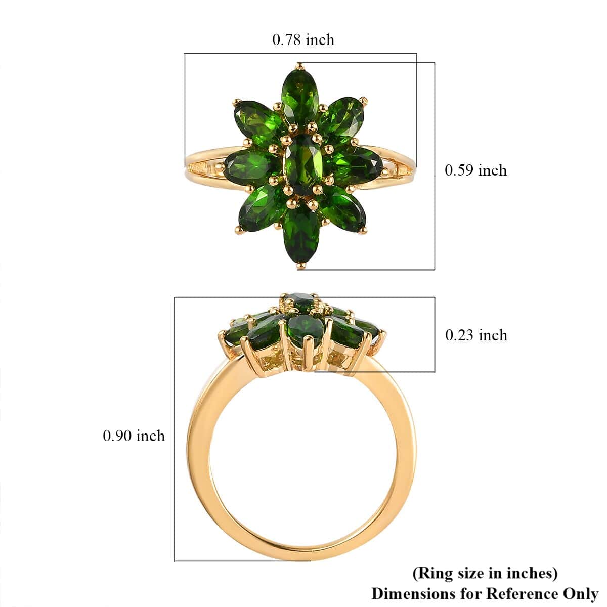 Chrome Diopside Floral Ring in Vermeil Yellow Gold Over Sterling Silver (Size 5.0) 2.35 ctw image number 5