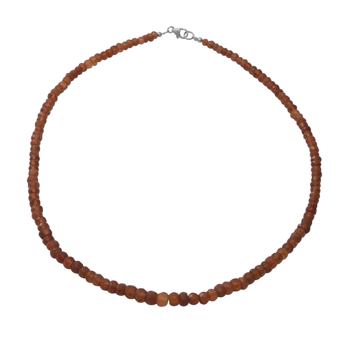 Buy Hessonite Garnet Beaded Necklace 18 Inches in Sterling Silver 95.00 ...