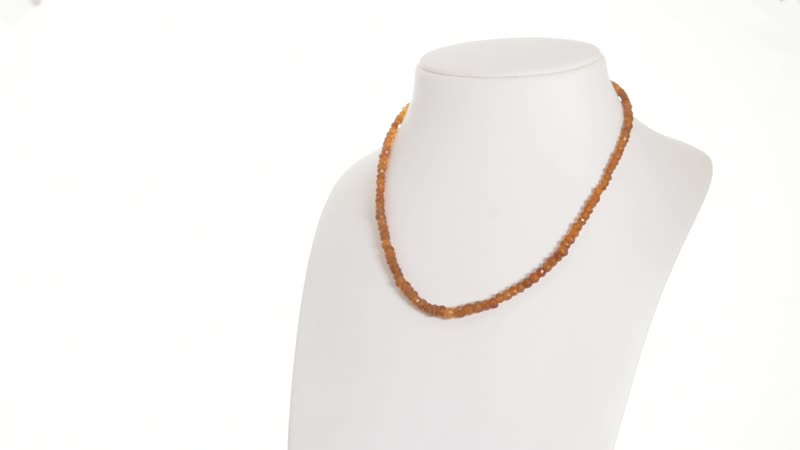 Hessonite Garnet Beaded Necklace 18 Inches in Sterling Silver 95.00 ctw