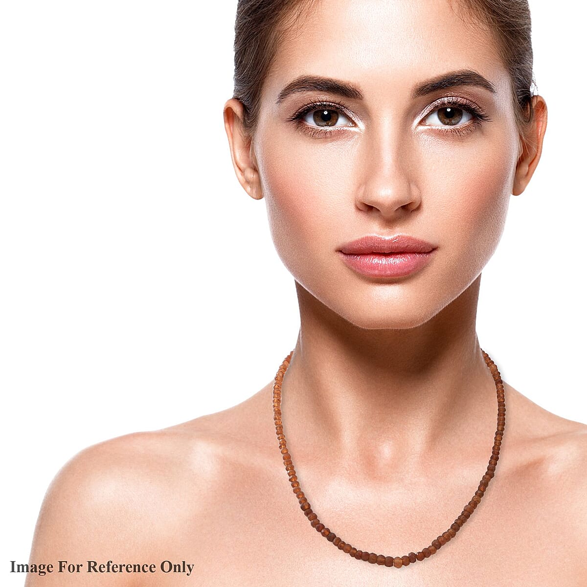 Hessonite Garnet Beaded Necklace 18 Inches in Sterling Silver 95.00 ctw image number 1