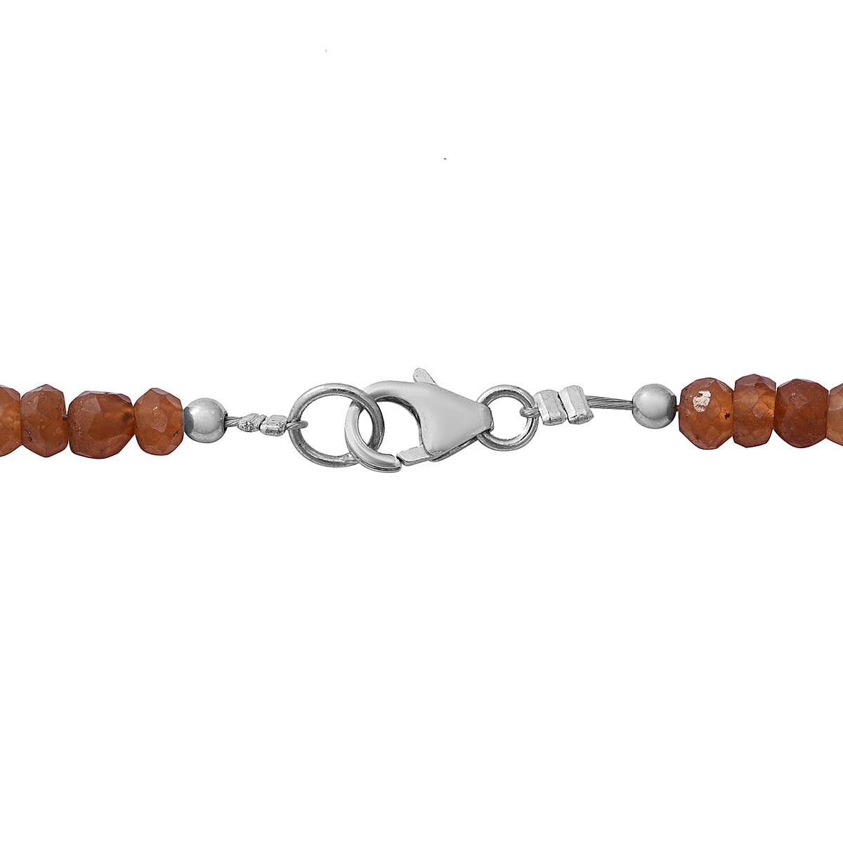Hessonite Garnet Beaded Necklace 18 Inches in Sterling Silver 95.00 ctw image number 3
