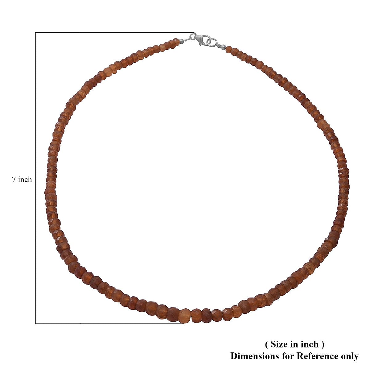 Hessonite Garnet Beaded Necklace 18 Inches in Sterling Silver 95.00 ctw image number 4