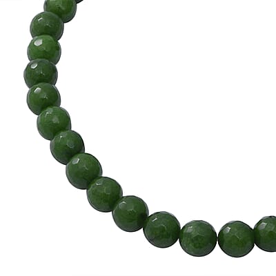 Green Chalcedony (D) 12mm Beaded Necklace 18 Inches in Sterling Silver 500.00 ctw