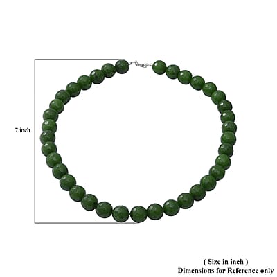 Green Chalcedony (D) 12mm Beaded Necklace 18 Inches in Sterling Silver 500.00 ctw
