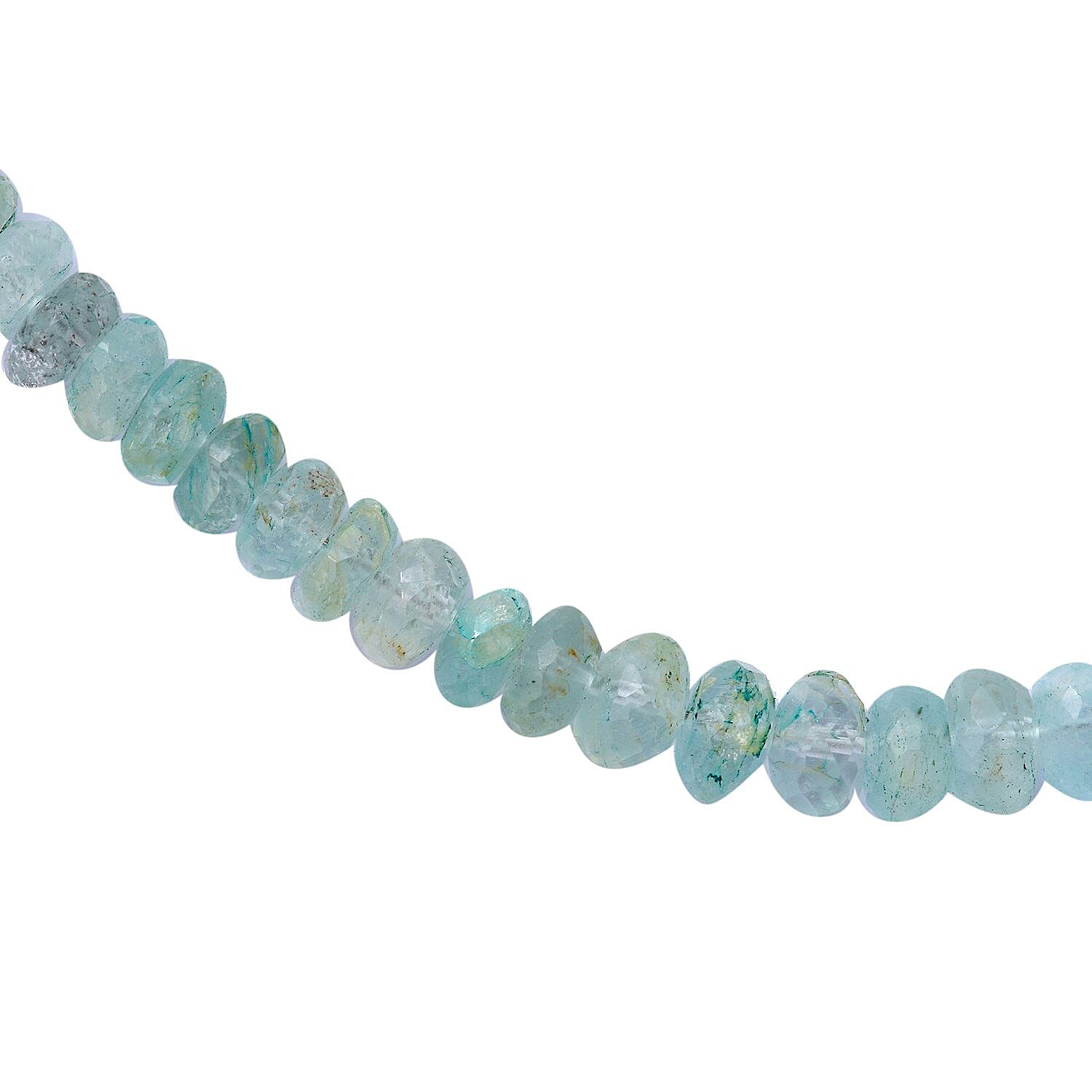 Natural Mint Green Aquamarine Beaded Necklace 18 Inches in Sterling Silver 190.00 ctw