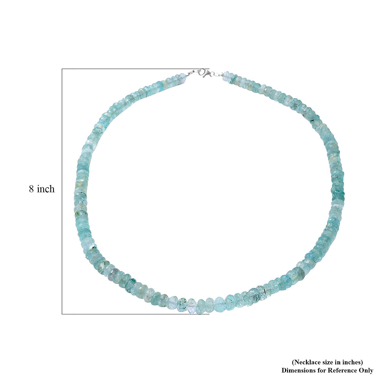 Natural Mint Green Aquamarine Beaded Necklace 18 Inches in Sterling Silver 190.00 ctw