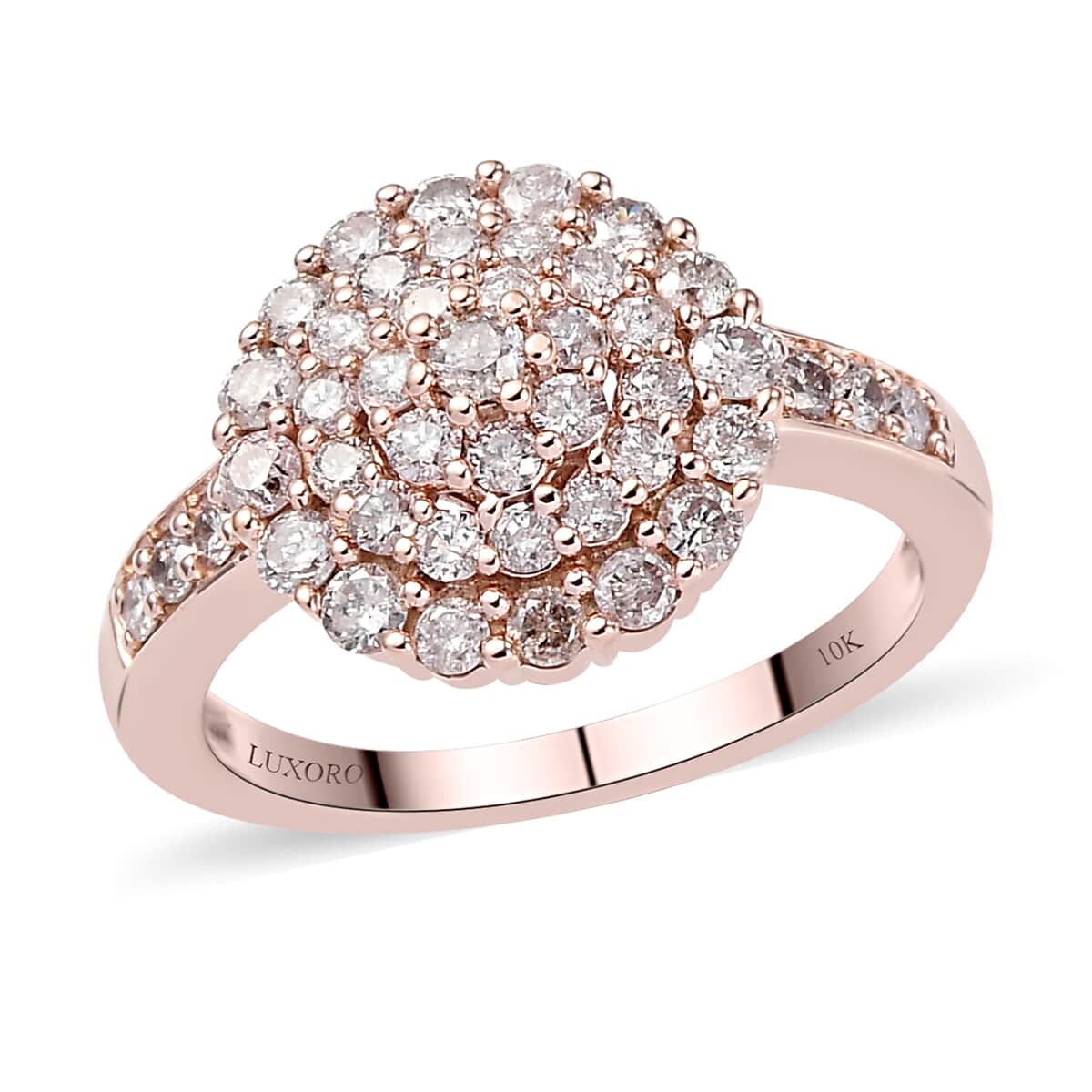 Luxoro 10K Rose Gold Natural Pink Diamond I3 Cluster Ring (Size 6.0) 3.85 Grams 1.00 ctw image number 0