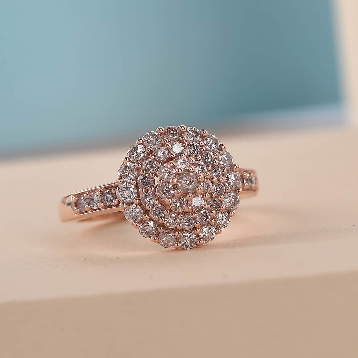 Luxoro 10K Rose Gold Natural Pink Diamond I3 Cluster Ring (Size 8.0) 3.85 Grams 1.00 ctw image number 1