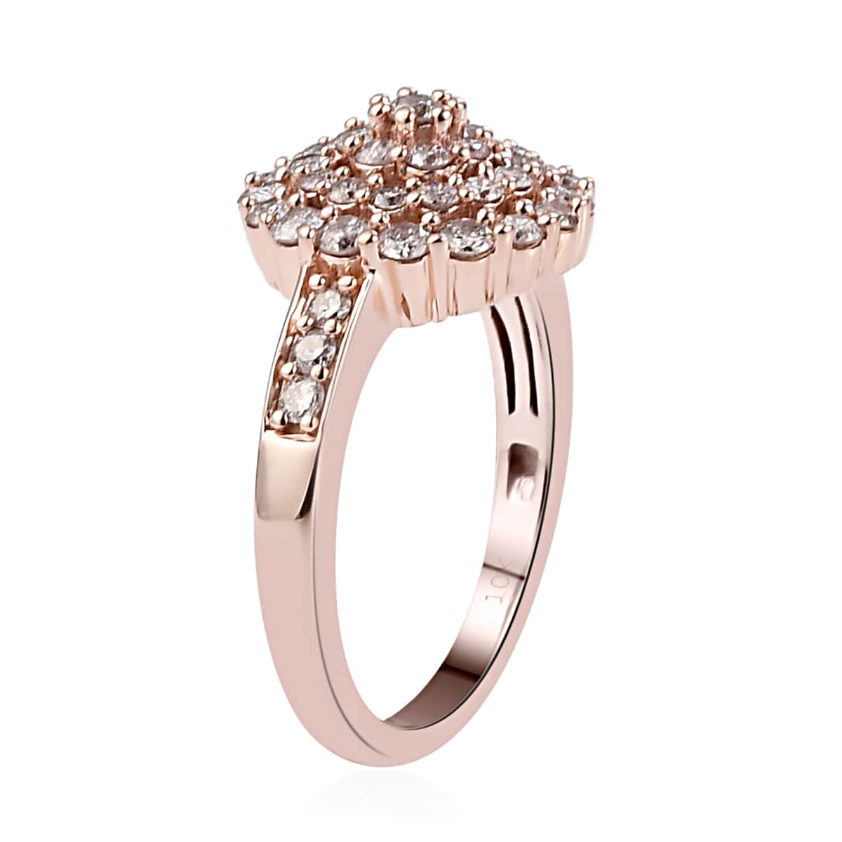 Luxoro 10K Rose Gold Natural Pink Diamond I3 Cluster Ring (Size 8.0) 3.85 Grams 1.00 ctw image number 3