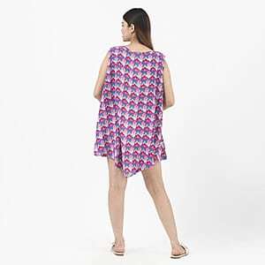 Tamsy Pink Crepe Sleeveless Short Dress - One Size Plus