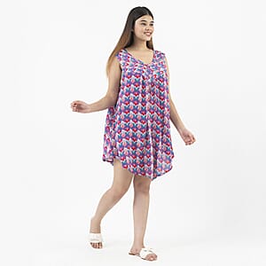 Tamsy Pink Crepe Sleeveless Short Dress - One Size Plus