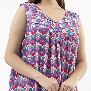 Tamsy Pink Crepe Sleeveless Short Dress - One Size Plus