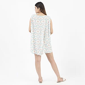 Tamsy Off White Crepe Sleeveless Short Dress - One Size Plus