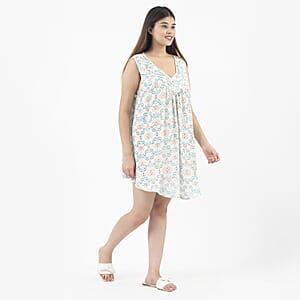 Tamsy Off White Crepe Sleeveless Short Dress - One Size Plus