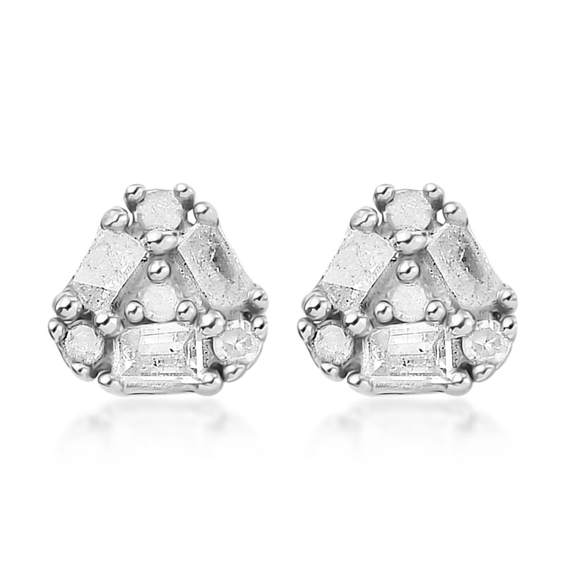 Diamond Stud Earrings in Platinum Over Sterling Silver 0.25 ctw