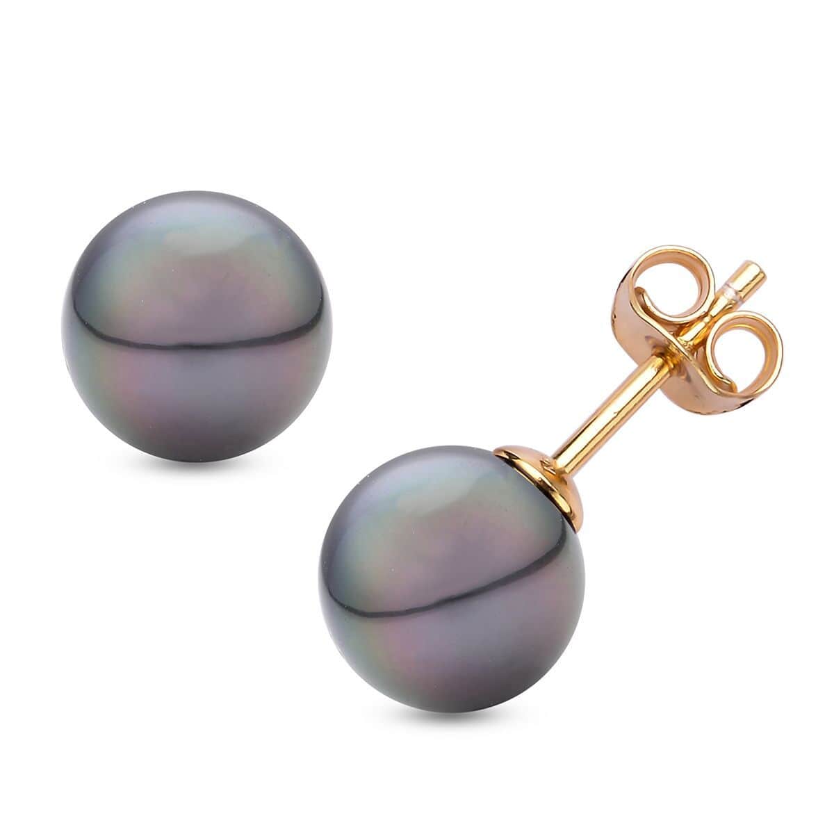 Tahitian Cultured Pearl Stud Earrings in Vermeil Yellow Gold Over Sterling Silver image number 0