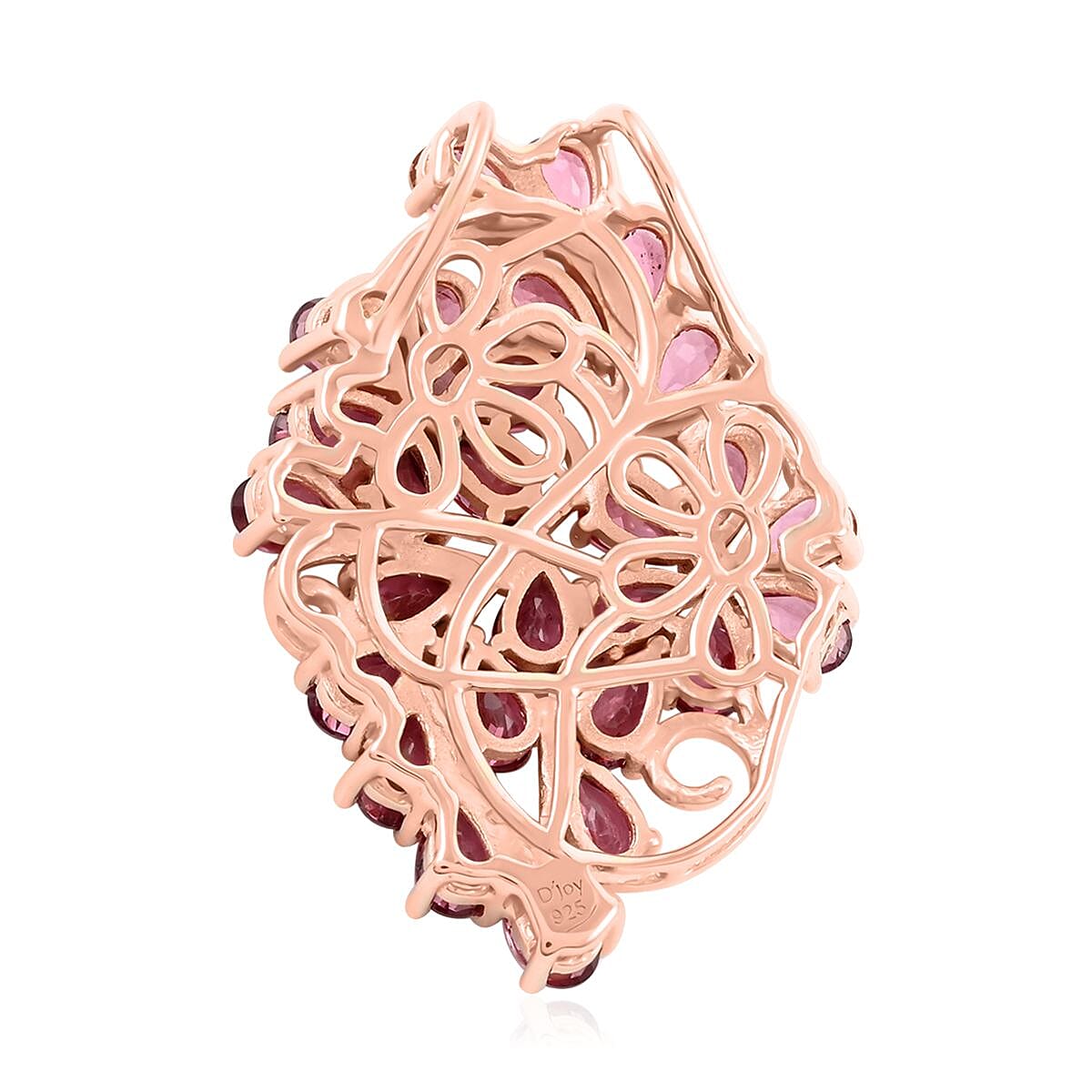 Orissa Rhodolite Garnet Floral Pendant in Vermeil Rose Gold Over Sterling Silver 7.00 ctw