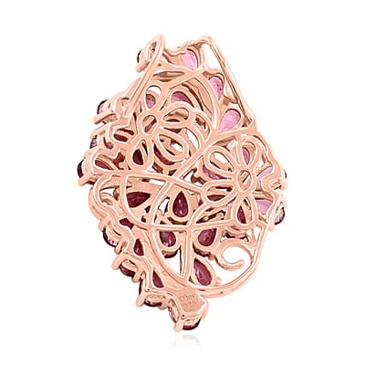 Orissa Rhodolite Garnet Floral Pendant in Vermeil Rose Gold Over Sterling Silver 7.00 ctw