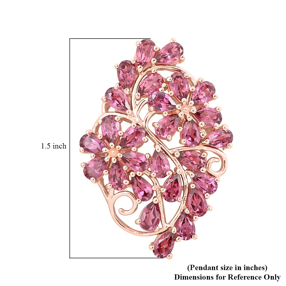Orissa Rhodolite Garnet Floral Pendant in Vermeil Rose Gold Over Sterling Silver 7.00 ctw