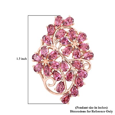 Orissa Rhodolite Garnet Floral Pendant in Vermeil Rose Gold Over Sterling Silver 7.00 ctw