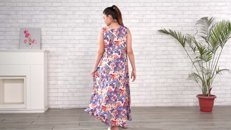 TAMSY Indigo Staple Printed Long Maxi Dress - One Size Missy