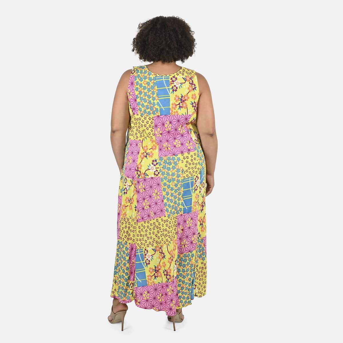 Tamsy Pink Staple Print Long Maxi Dress - One Size Missy image number 1