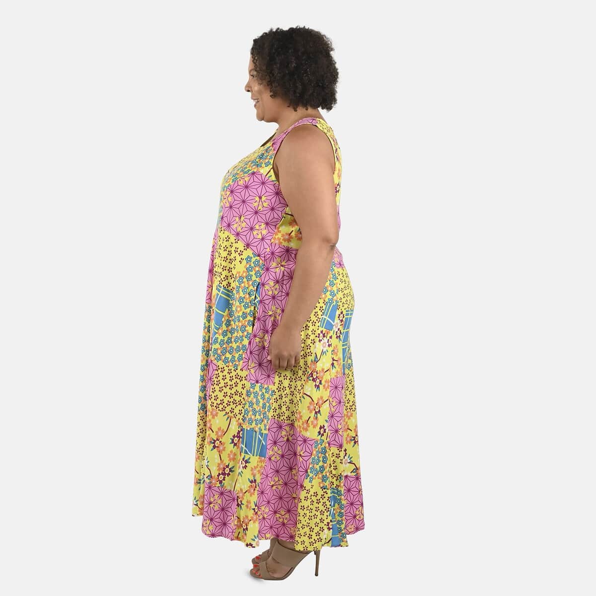 Tamsy Pink Staple Print Long Maxi Dress - One Size Missy image number 2
