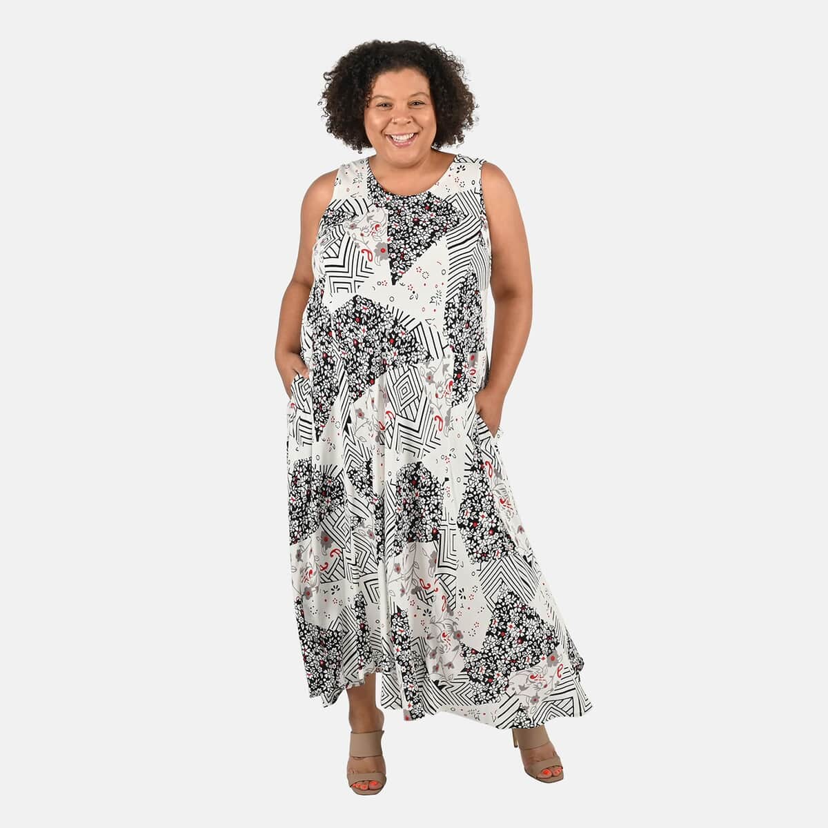 Tamsy Black Printed Long Maxi Dress - One Size Missy image number 0