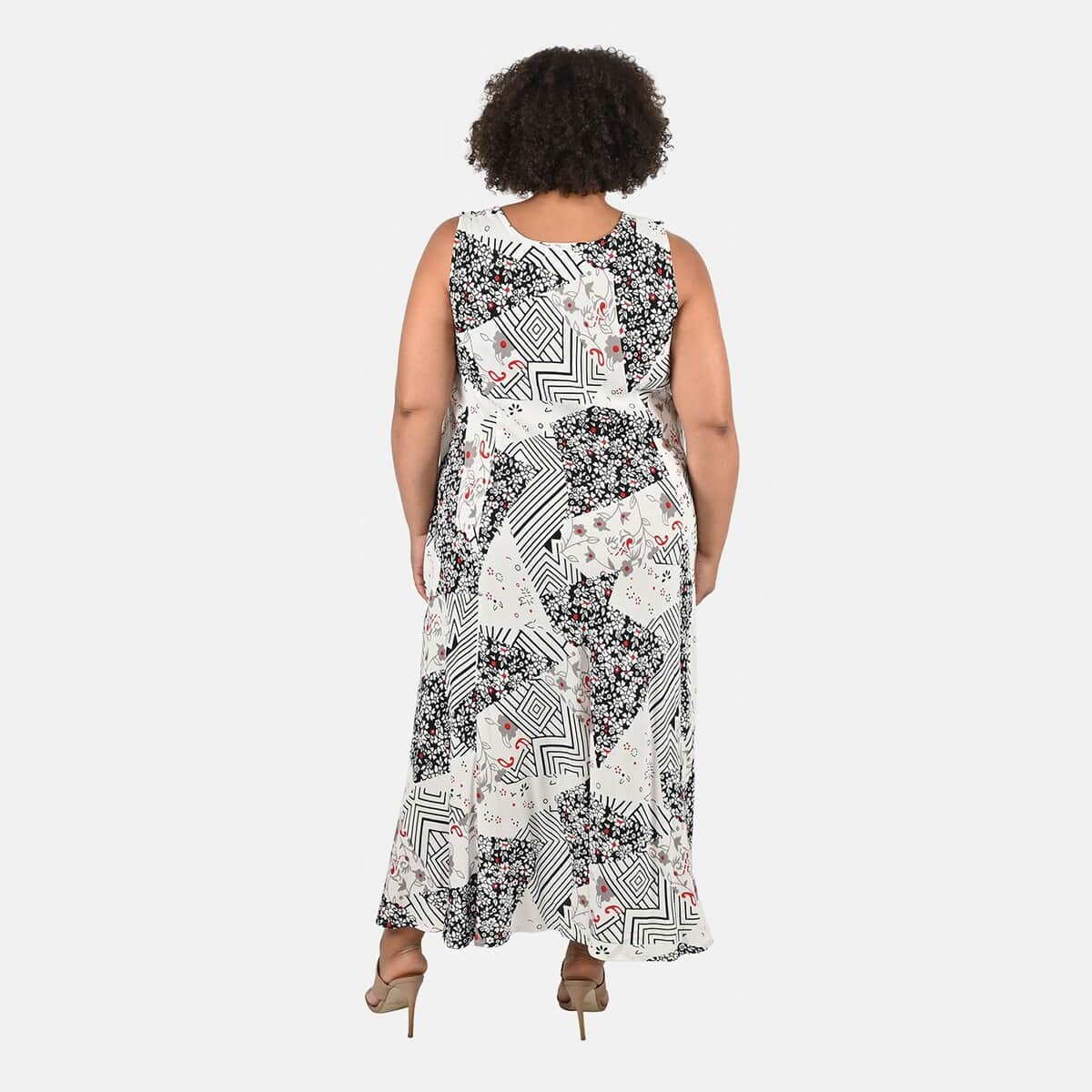 Tamsy Black Printed Long Maxi Dress - One Size Missy image number 1