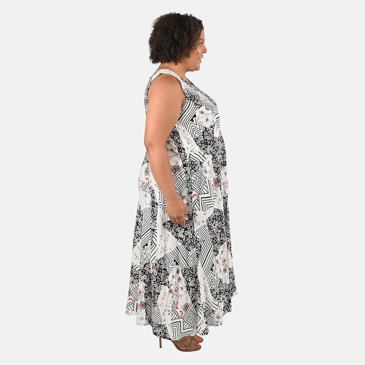 Tamsy Black Printed Long Maxi Dress - One Size Missy image number 2